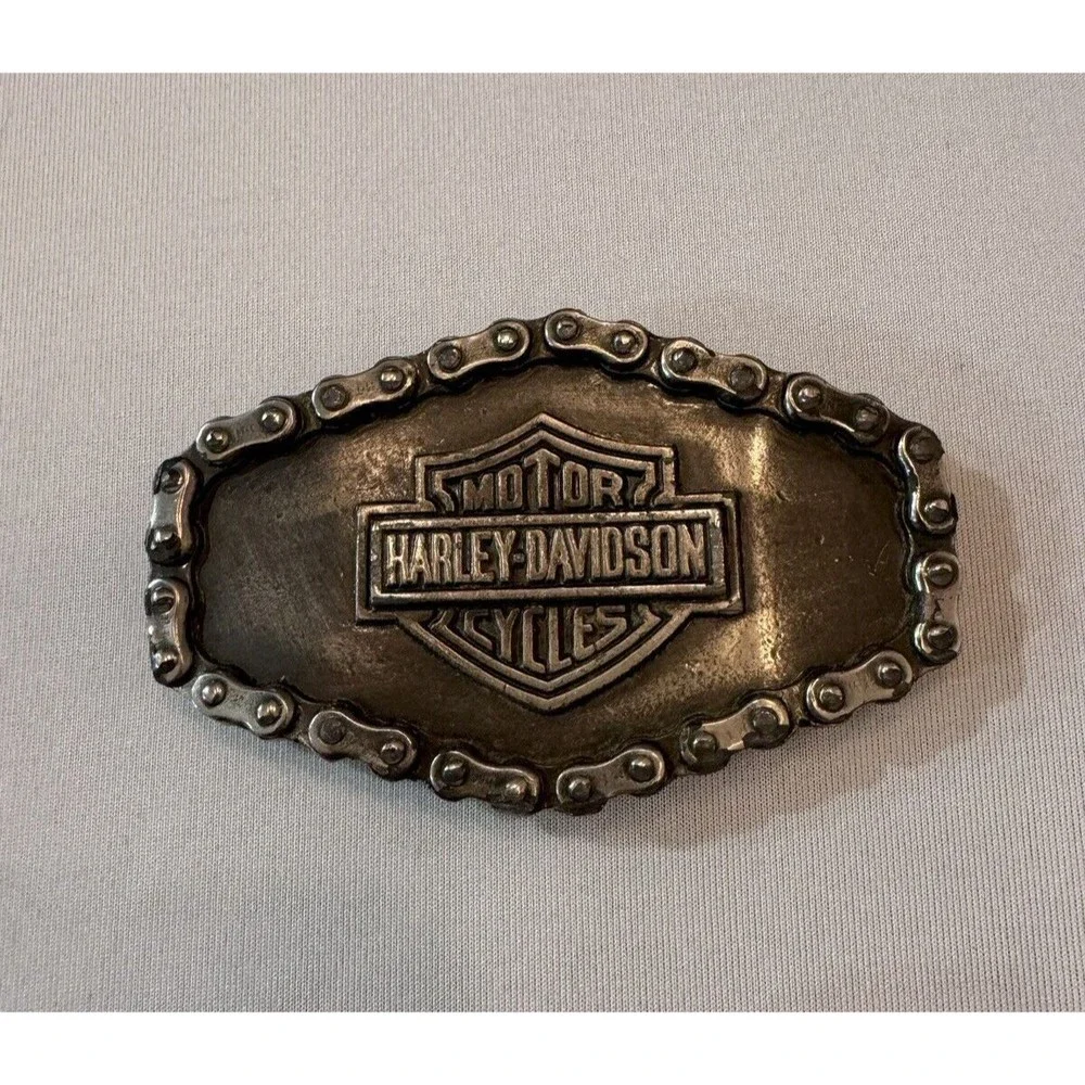 Vintage 1970’s Harley Davidson Motorcycle Chain Belt Buckle Metal - Picture 1 of 9